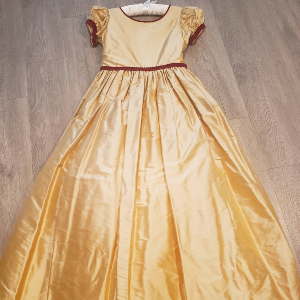 Nicki Macfarlane girls gold and red silk dress